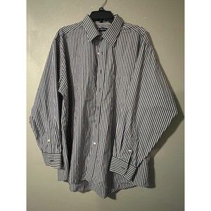 Chaps Button Up Shirt Mens 17-17.5 (34/35)  XL‎ Gray Striped Long Sleeve